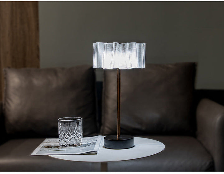 Pleated Full-Aluminum Rechargeable Table Lamp | Kalsten