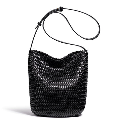 Handwoven Leather Bucket Bag Acalora