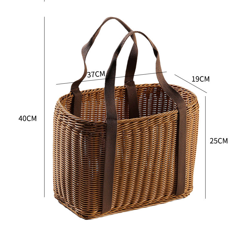 Unisex Handwoven Shopping Basket with Two Handles Kalsten