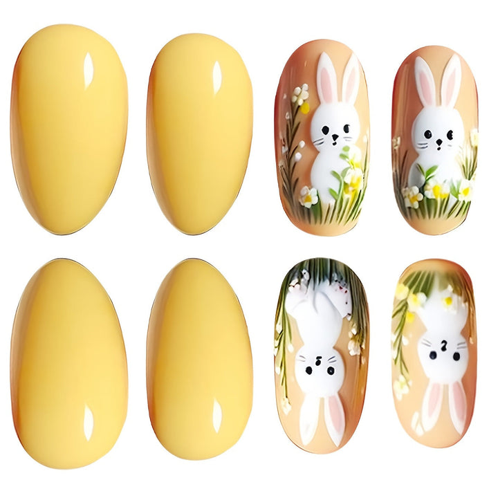 Artistic Bunny-Themed Press-On Nail Art Set Kalsten