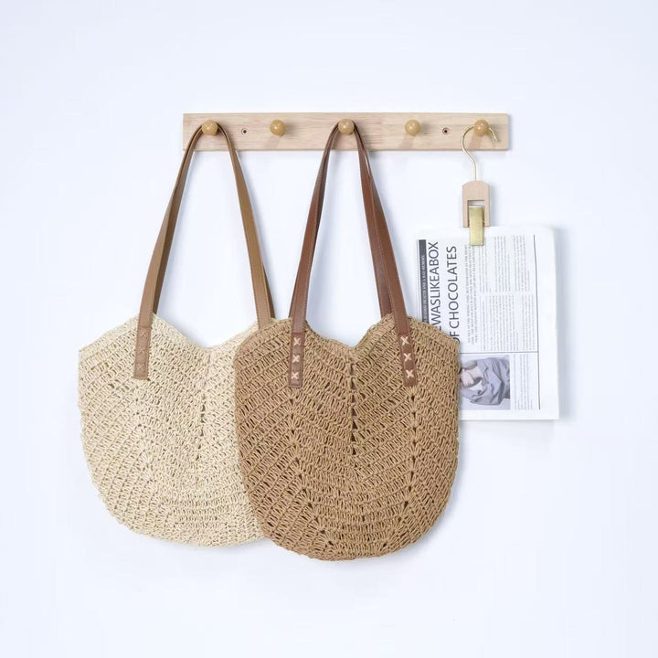 Handbag Made of Woven Natural Material with Elegant Carry Handles Kalsten