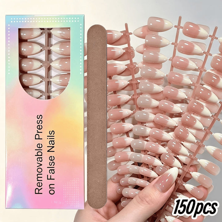 Removable Press-On Nail Set with French Tip Design Kalsten