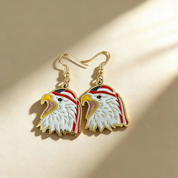 Women's noticeable tassel earrings with American flag pendant and pearl fringes Kalsten