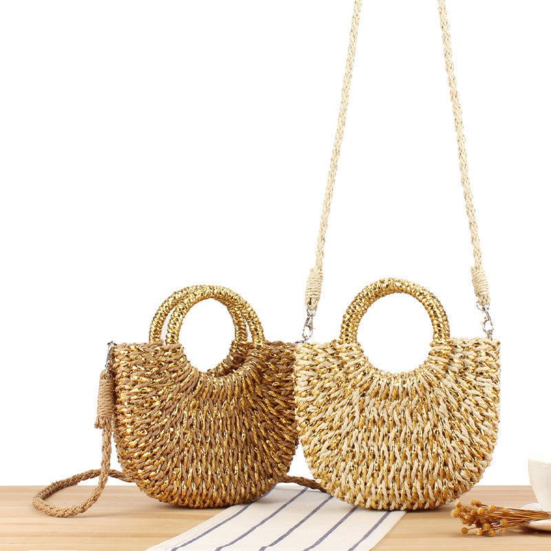 Stylish Woven Shoulder Bag with Round Handle Kalsten