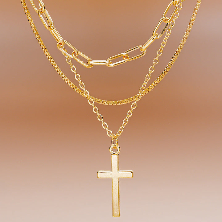 Multi-Layered Cross Pendant Necklace Kalsten