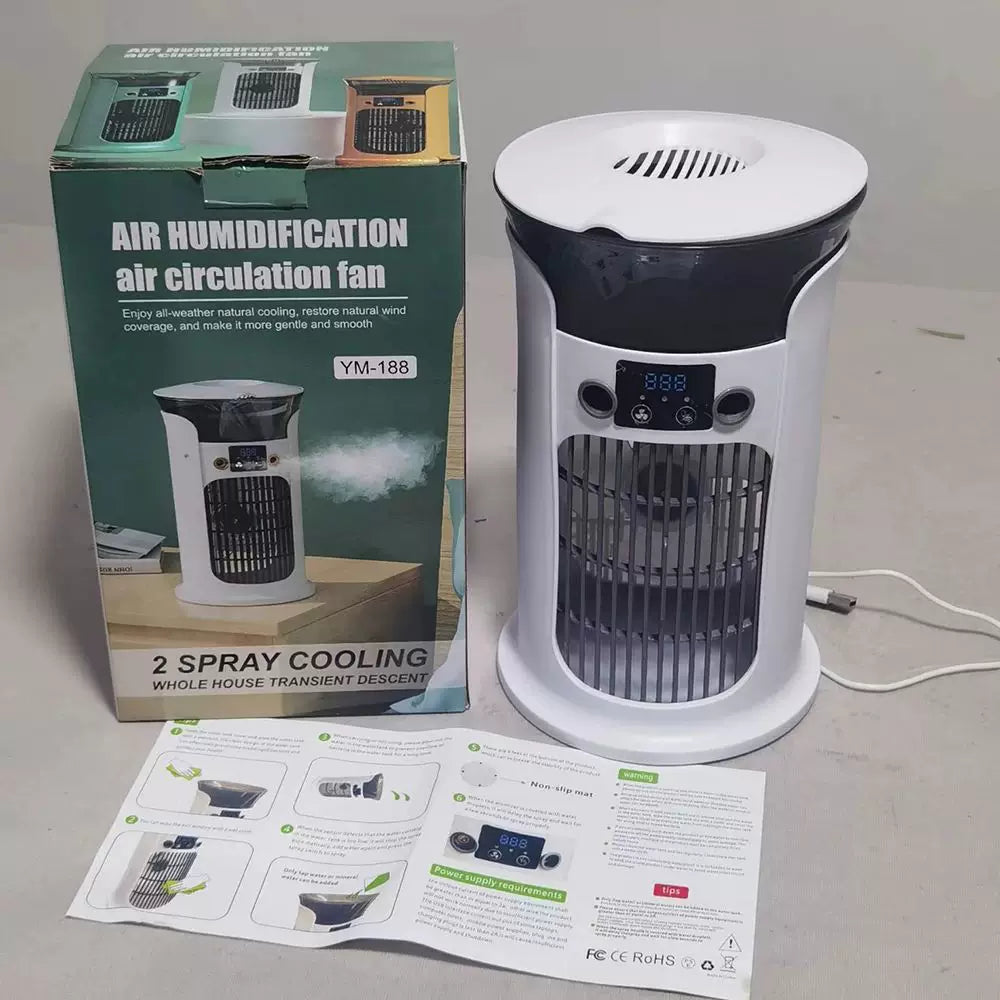 Unisex one size compact USB humidifying air circulation tower fan with LED display Kalsten