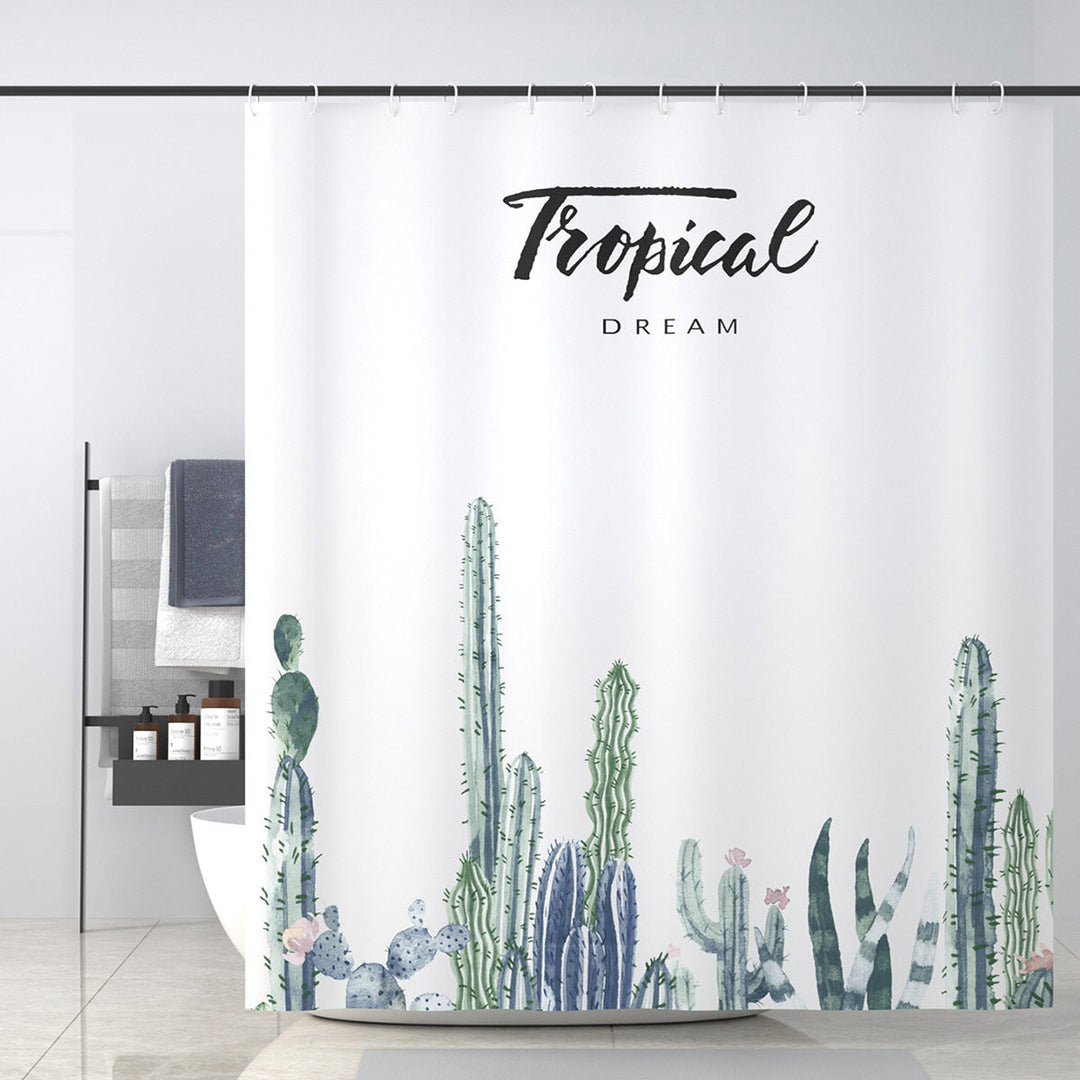 Tropical Cactus-Themed Shower Curtain Kalsten