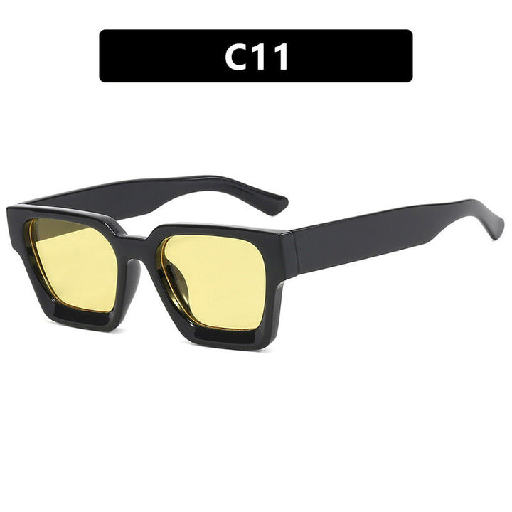 Ladies fashionable square sunglasses with sturdy frame and yellow lenses Kalsten