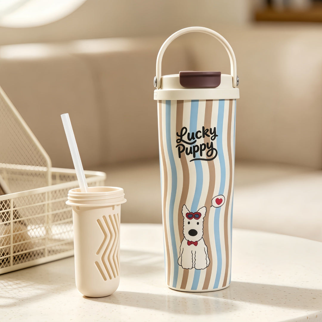 Insulated drinking bottle with integrated straw Kalsten
