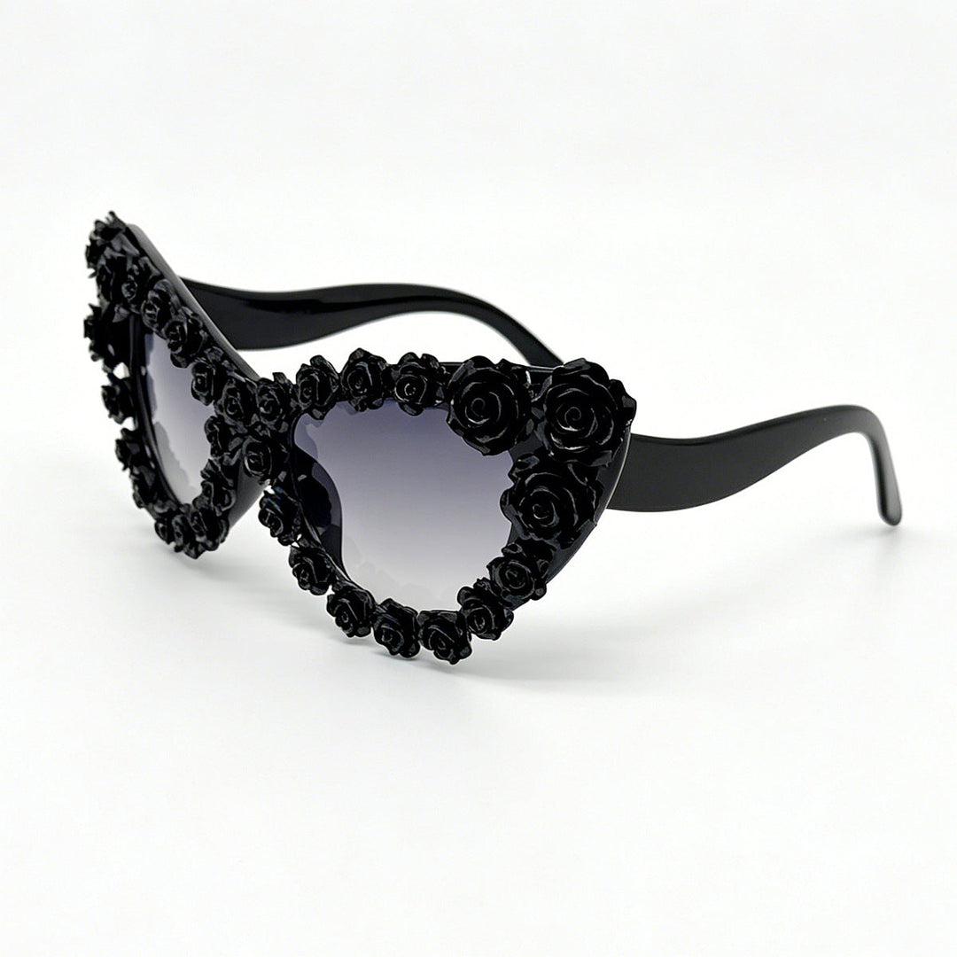 Women's Heart-Shaped Sunglasses with Floral Application Kalsten