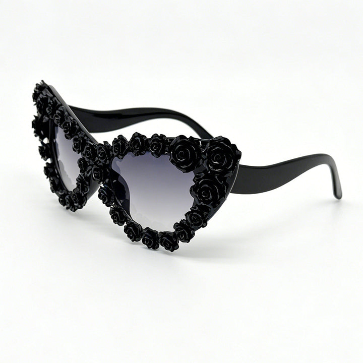 Women's Heart-Shaped Sunglasses with Floral Application Kalsten