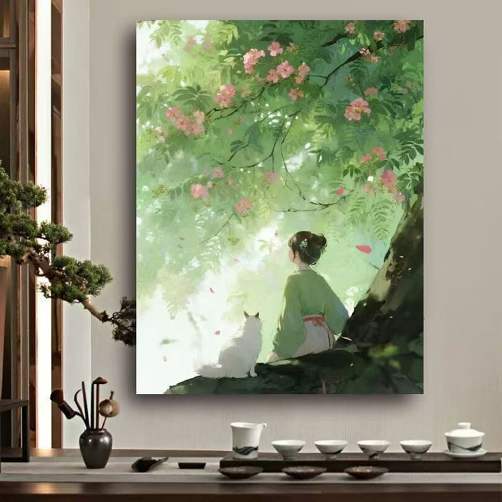 Whimsical Cat Watercolor Wall Art Kalsten