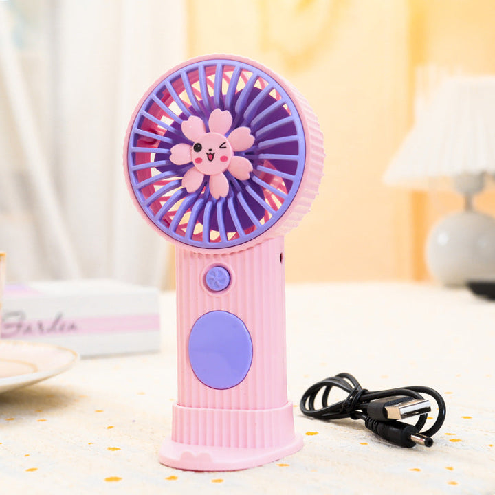 Ladies Compact Hand Fan with Flower Motif Kalsten