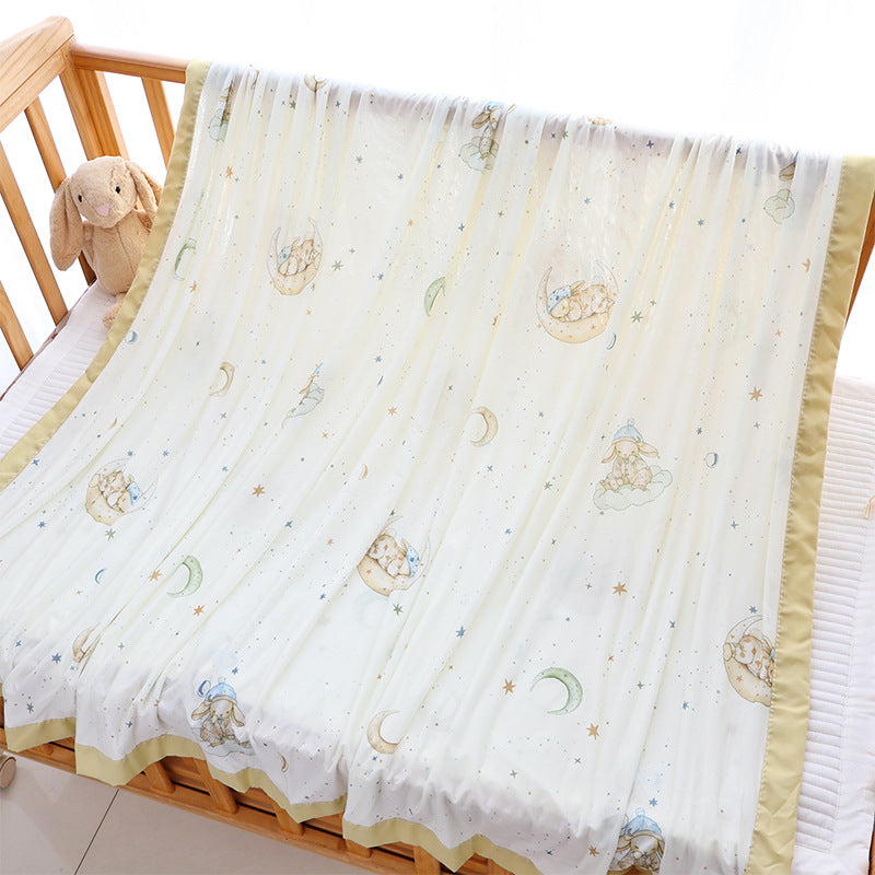 Unisex Nan cozy baby blanket made of cotton muslin with breathable filling and satin edge Kalsten