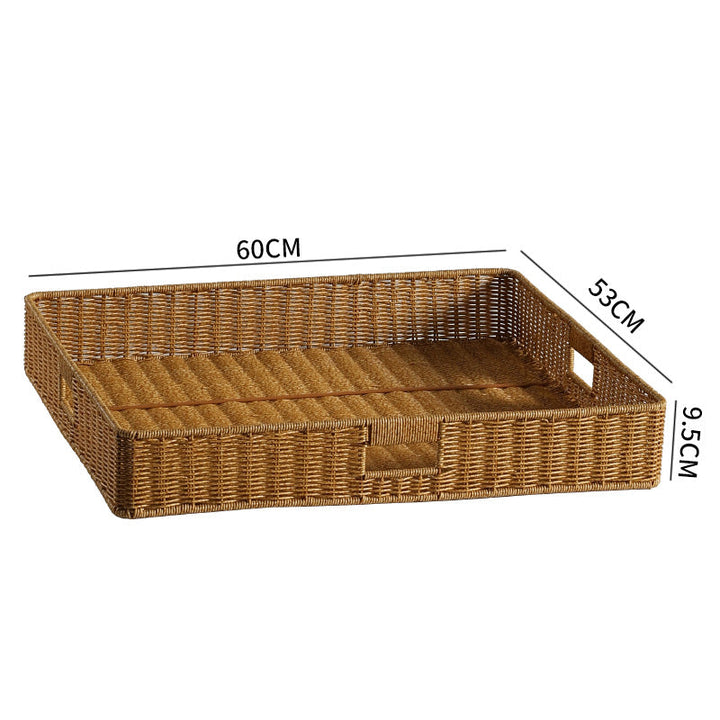 Handwoven Rectangular Storage Bin with Cutout Handles Kalsten