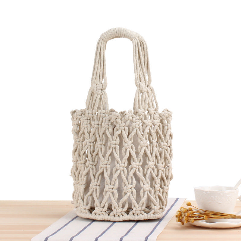 Macrame Tote Bag with Modern Mesh Design Kalsten