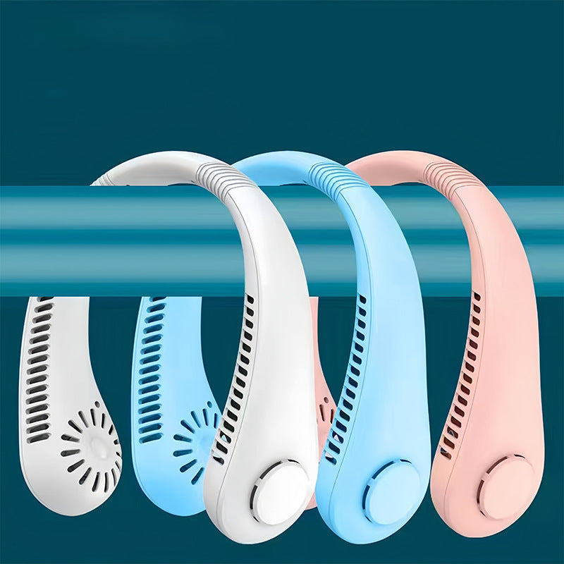 Cooling hands-free wearable neck fan with brushless motors and USB-C rechargeable Kalsten