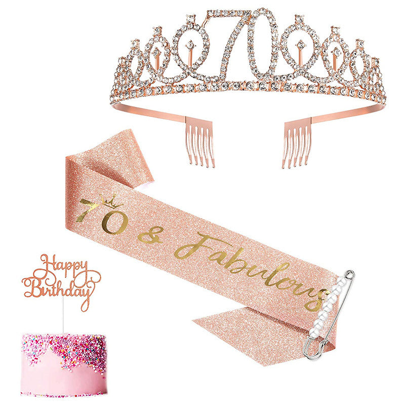 Ladies Sparkling Tiara with personalized 80th Birthday Inscription Kalsten