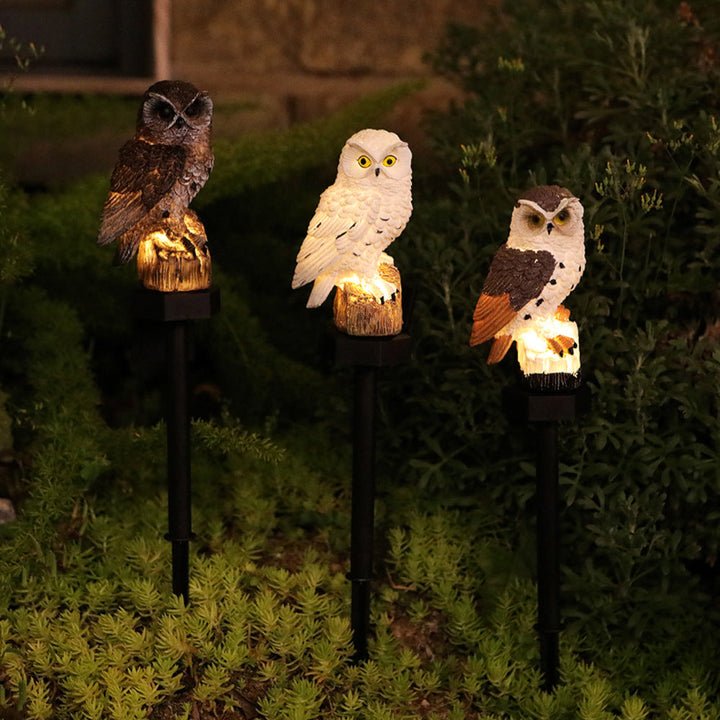 Realistic Owl Solar Garden Stake Light With LED Resin Sculpture Kalsten