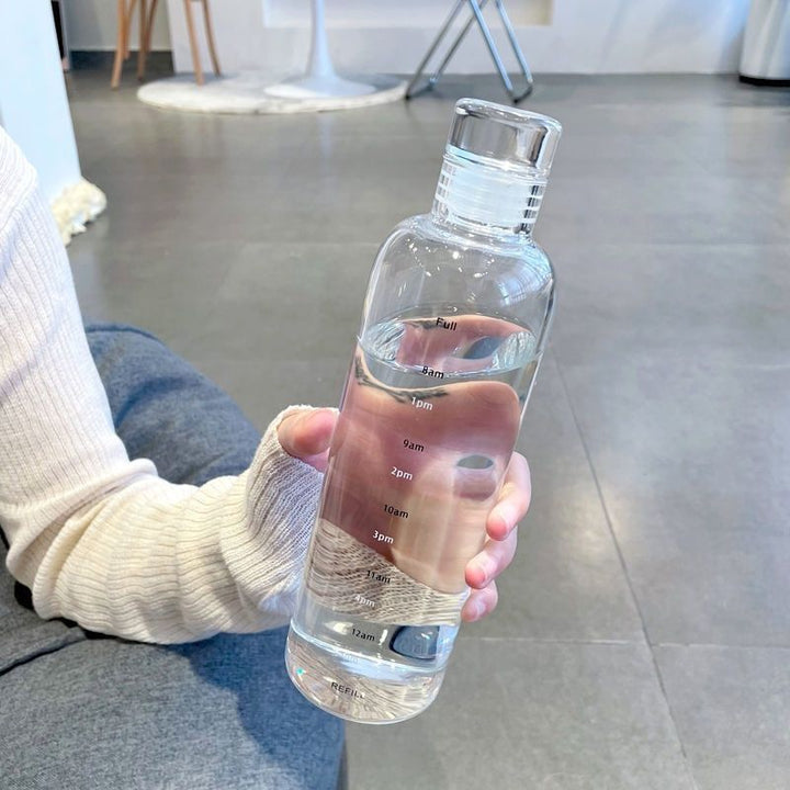 Women's transparent motif drinking bottle with time markers Kalsten