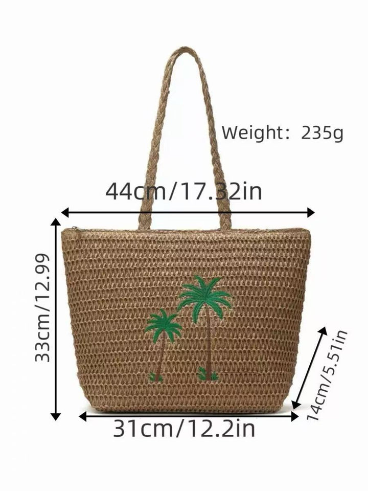 Summer basket bag with palm pattern Kalsten