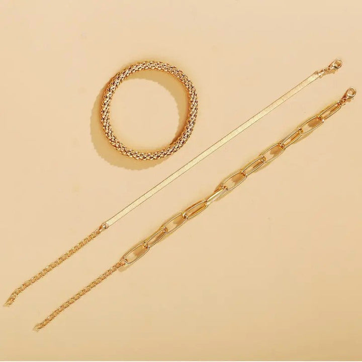 Multi-Textured Silver Chain Bracelet Set Kalsten