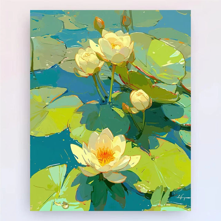 Contemporary Lotus Floral Canvas Art Print Kalsten