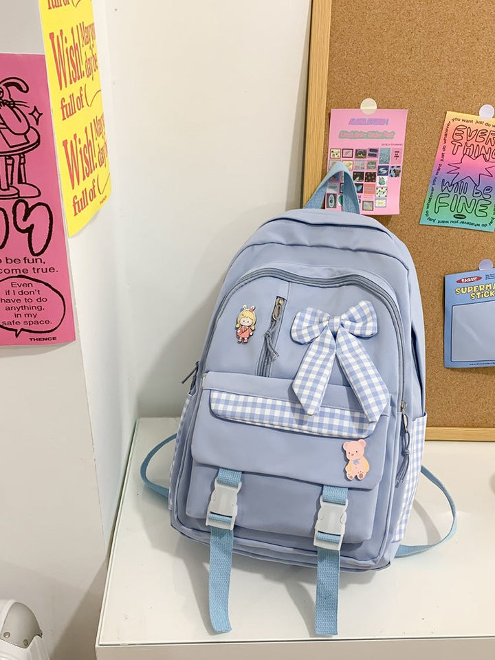 Charming Bow-Embellished School Backpack
