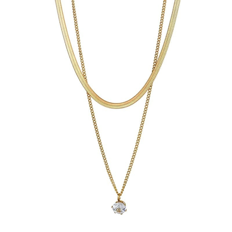 Layered Silver Choker and Pendant Necklace Kalsten