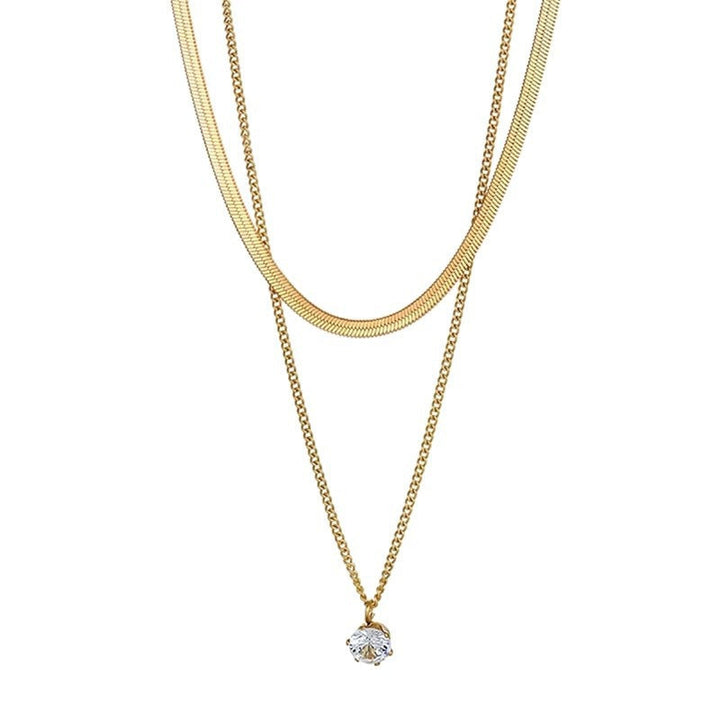 Layered Silver Choker and Pendant Necklace Kalsten