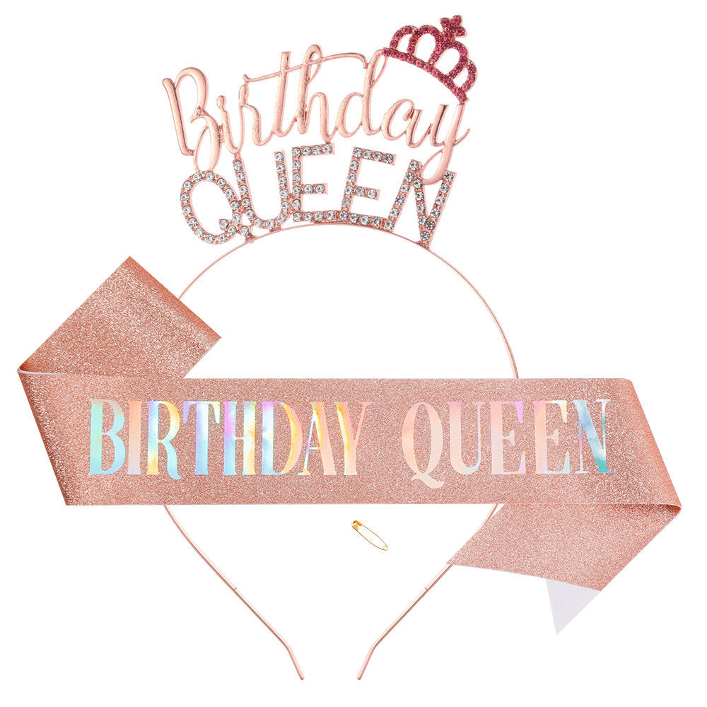Ladies Glitter Headband with "Birthday Queen" lettering Kalsten