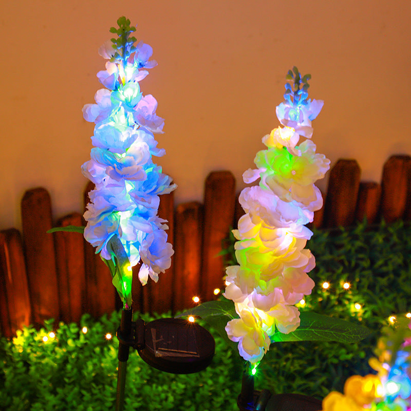 Tall Artificial Delphinium Floral Stake With Adjustable Metal Ground Spike And Removable Clamp Kalsten