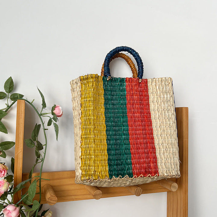 Women's versatile and handcrafted tote bag made of colorful seagrass Kalsten