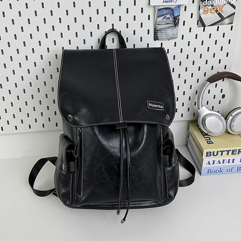 Vintage Leather Casual School Backpack