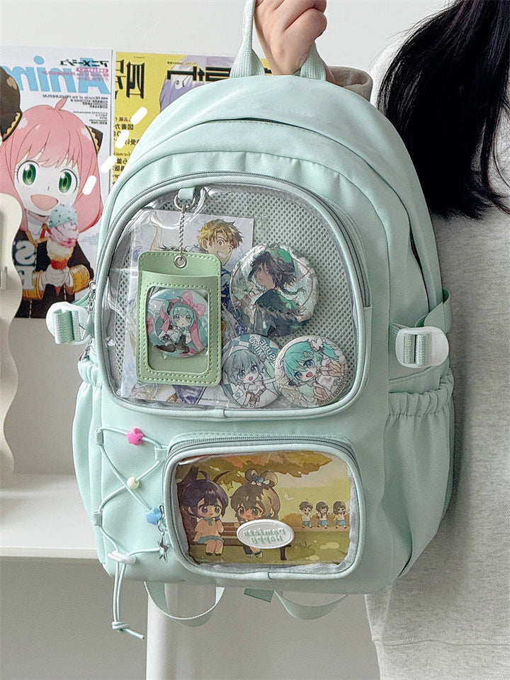 Anime Character-Themed Clear Panel School Backpack