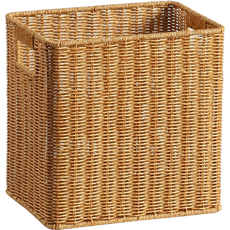 Handwoven Rectangular Storage Basket with Cutout Handles Kalsten