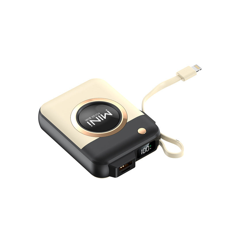 Portable Mini Power Bank with Integrated Charging Cable and Innovative Design Kalsten