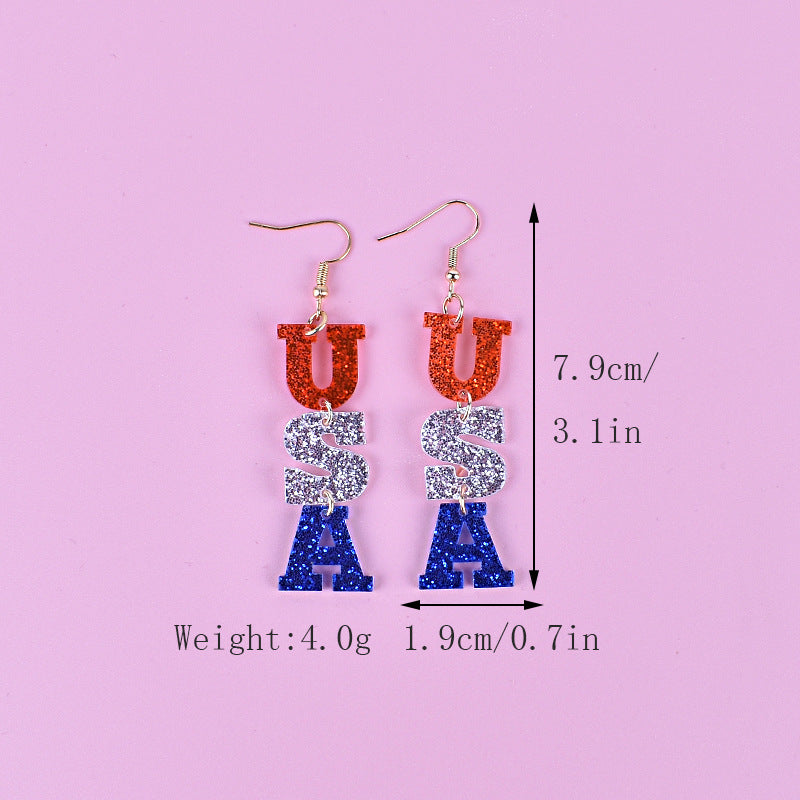 Women's nan triple star dangle glitter resin earrings with hypoallergenic hooks Kalsten