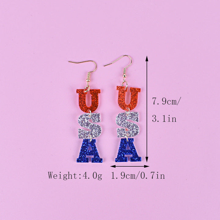 Women's long star pendant earrings made of glitter resin with three-tier chain suspension and fishhook Kalsten