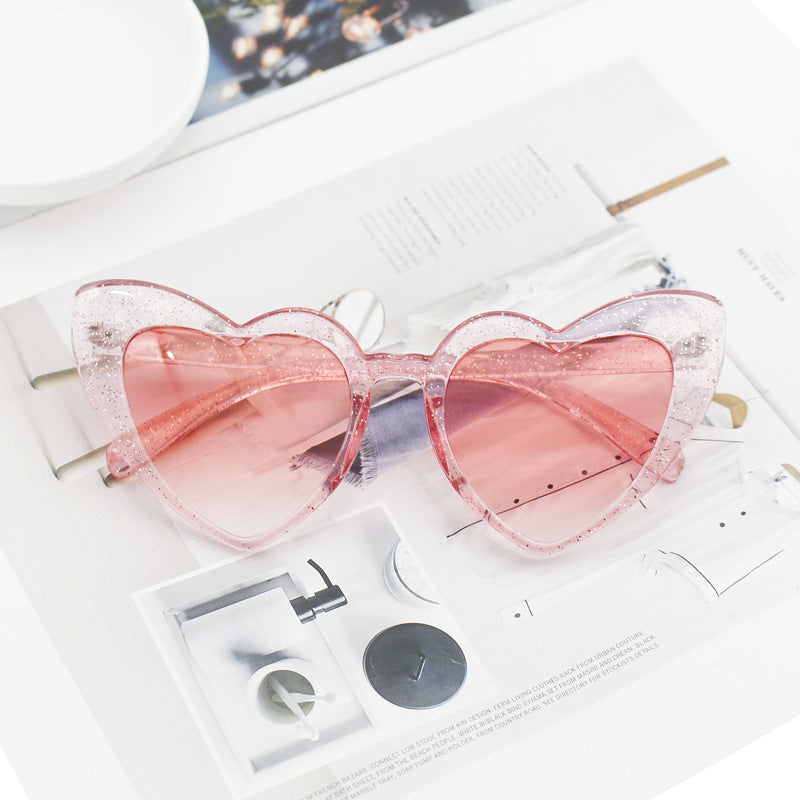 Women's Heart-Shaped Sunglasses with Glittering Frame Kalsten
