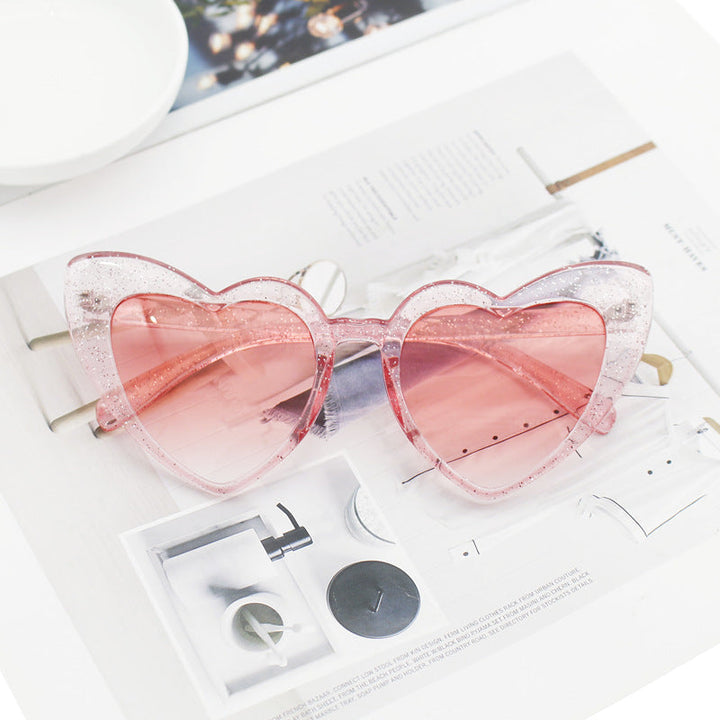Women's Heart-Shaped Sunglasses with Glittering Frame Kalsten