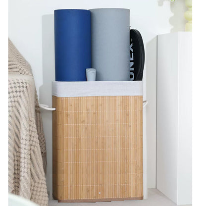 Natural Bamboo Laundry Basket with Lid Acalora