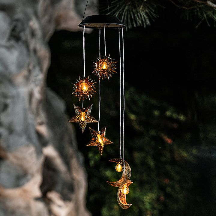 Decorative Hanging Star Wind Chime With Brass Stars And Tubular Aluminum Chimes Kalsten