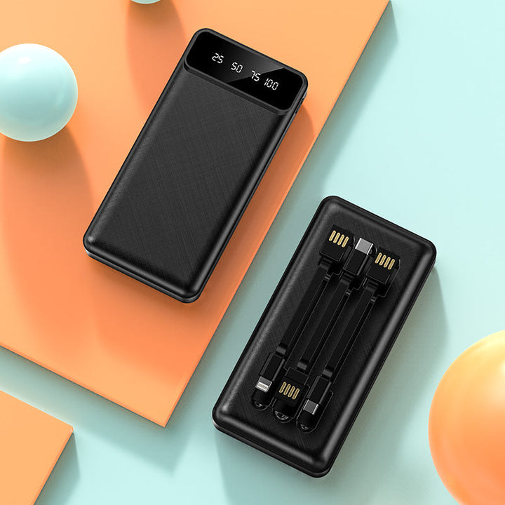 Portable power bank with integrated multi-cable and digital charging display Kalsten