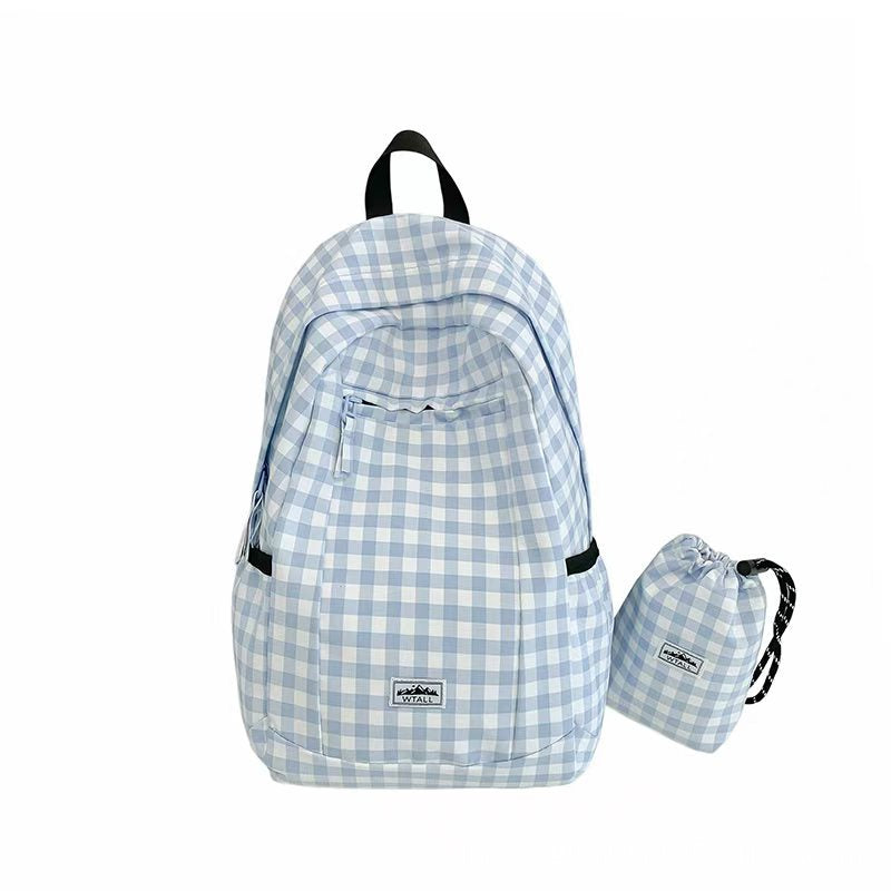 Gingham Patterned Lightweight Backpack Kalsten