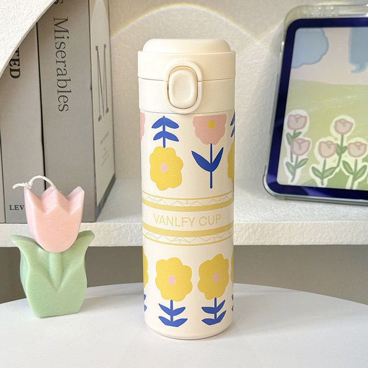 Women Insulated Water Bottle with Elegant Flower Design Kalsten