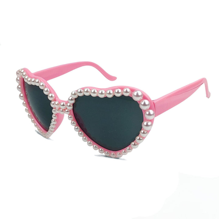 Women's Heart-Shaped Sunglasses with Glitter Stone Trim Kalsten