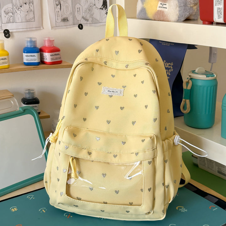 Heart-Patterned Casual School Backpack
