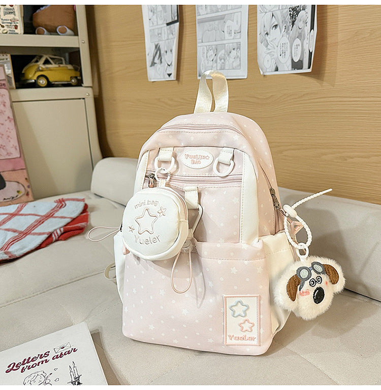 Star-Printed High-Capacity School Backpack