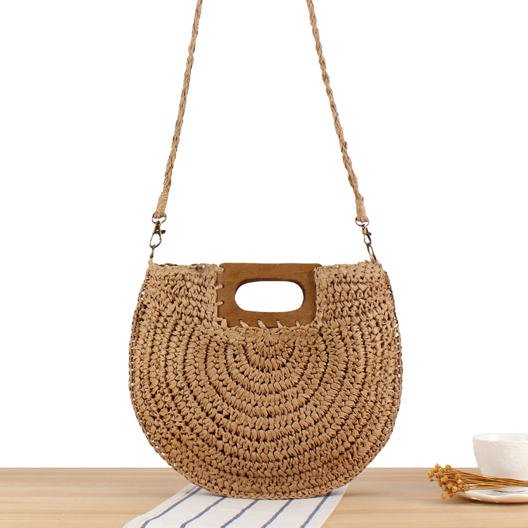 Macrame Crossbody Bag with Wooden Handle Kalsten